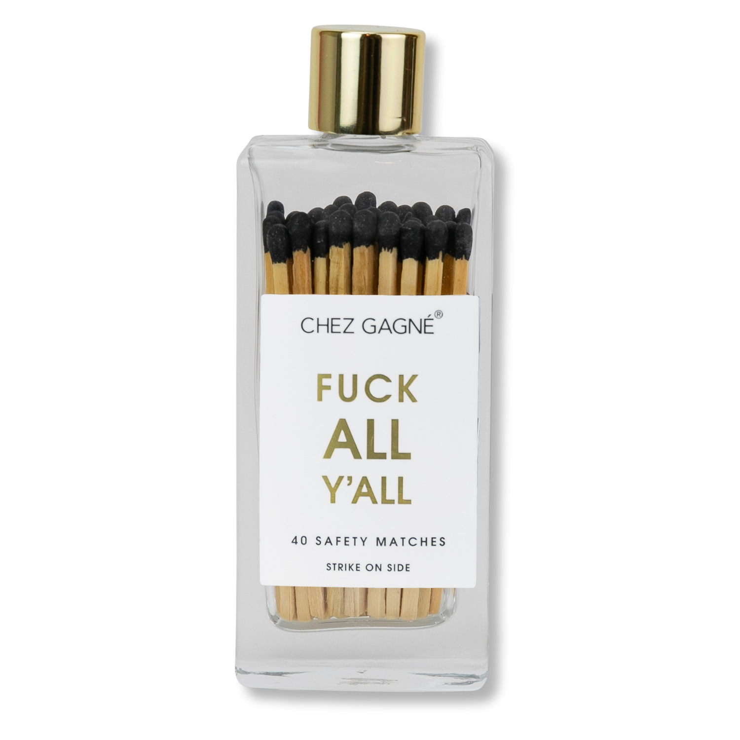 Fuck All Y'all - Glass Bottle Safety Matches - Black