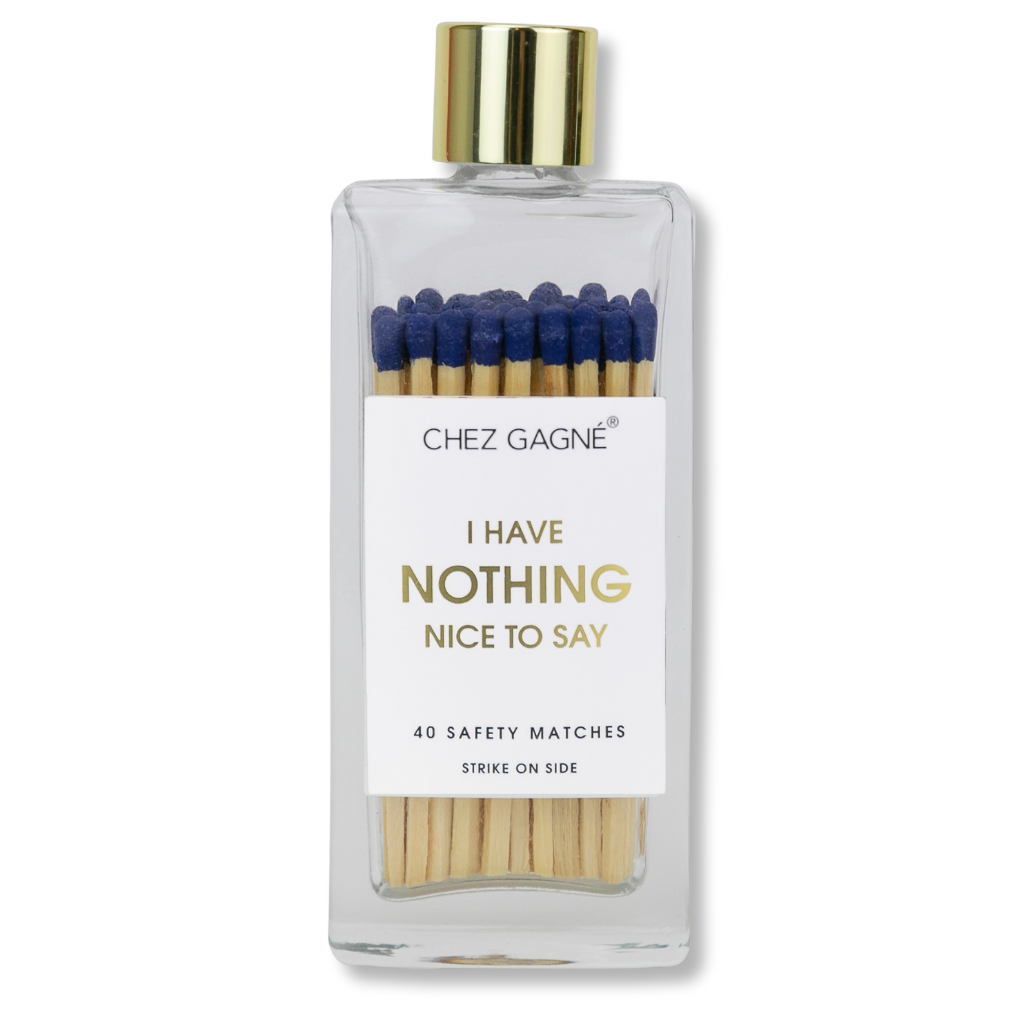 I Have Nothing Nice to Say - Glass Bottle Safety Matches - Navy