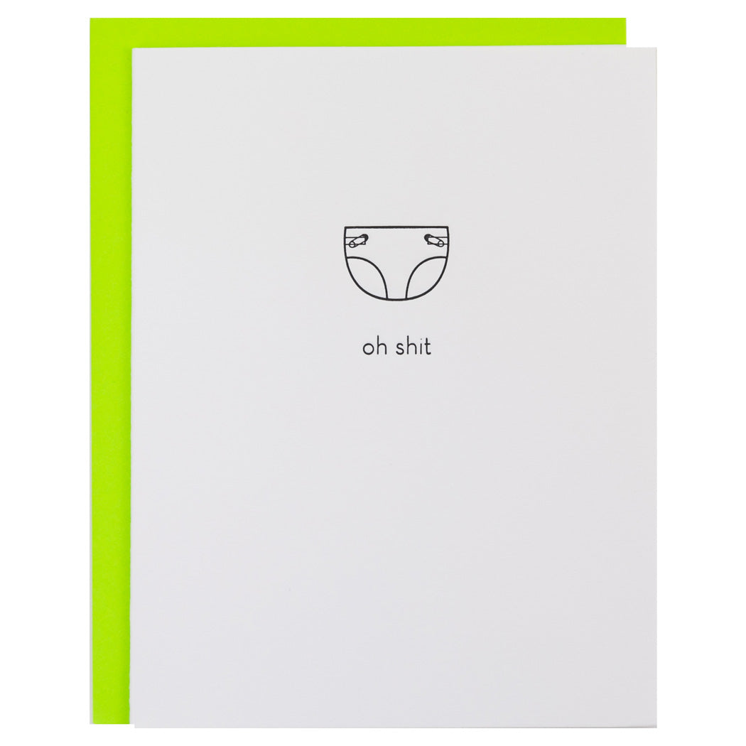 Oh Shit Diaper -  Letterpress Card