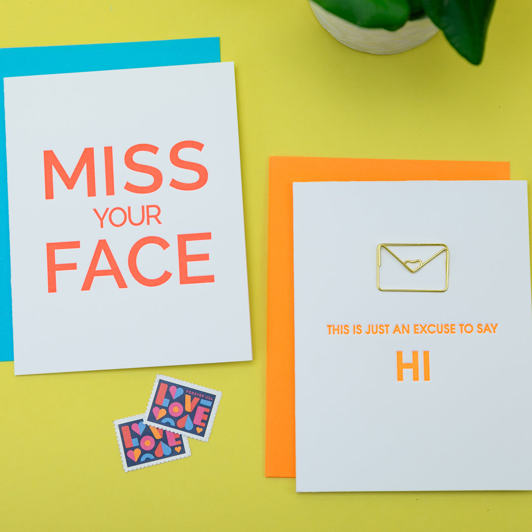This Is Just An Excuse To Say Hi. - Paperclip Letterpress Card