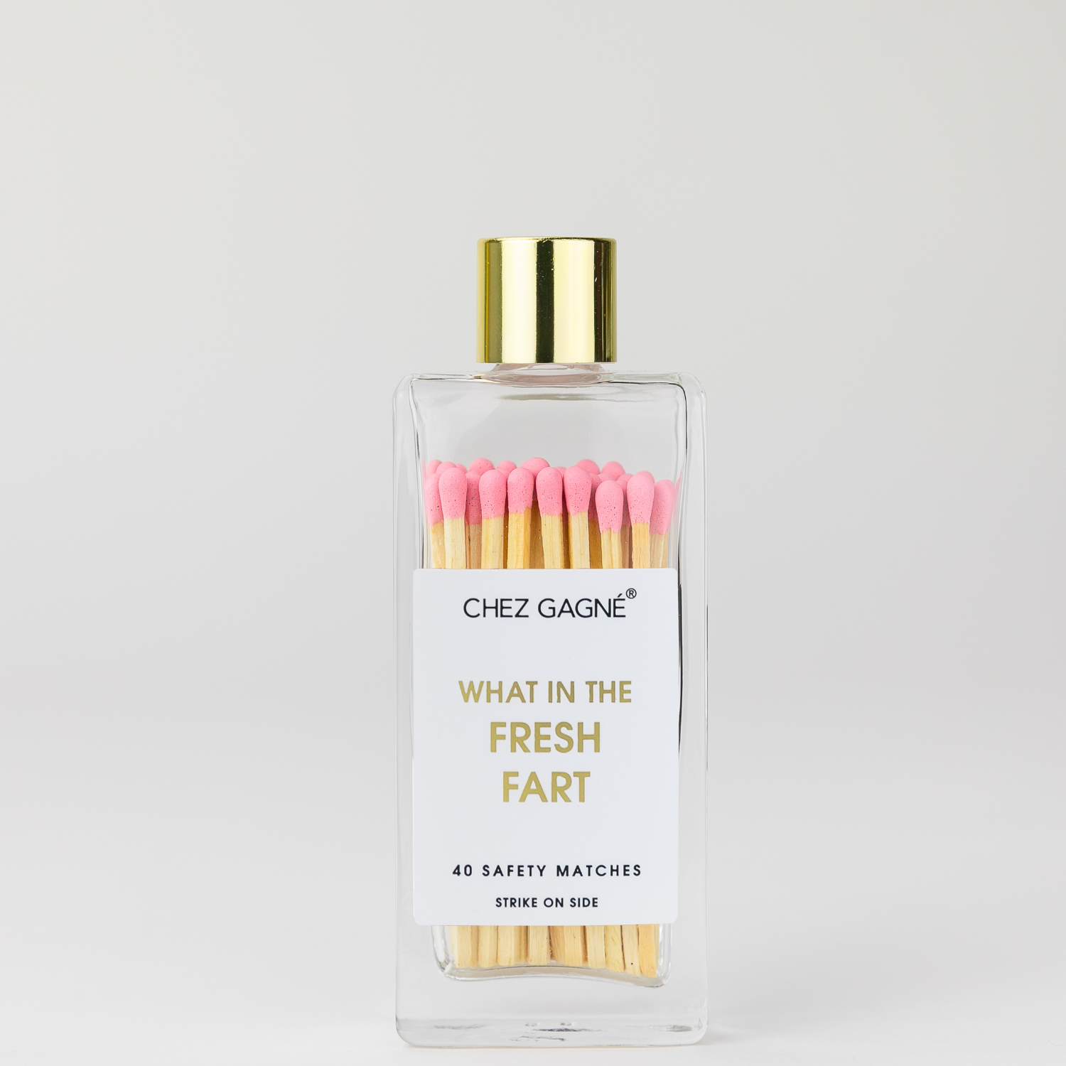 What In The Fresh Fart - Glass Bottle Safety Matches - Light Pink