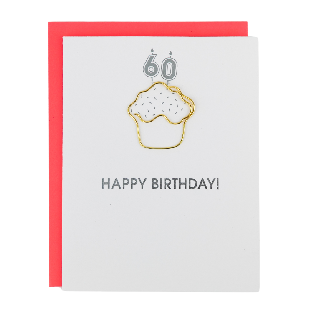 Happy Birthday Candles 60 - Paperclip Letterpress Card