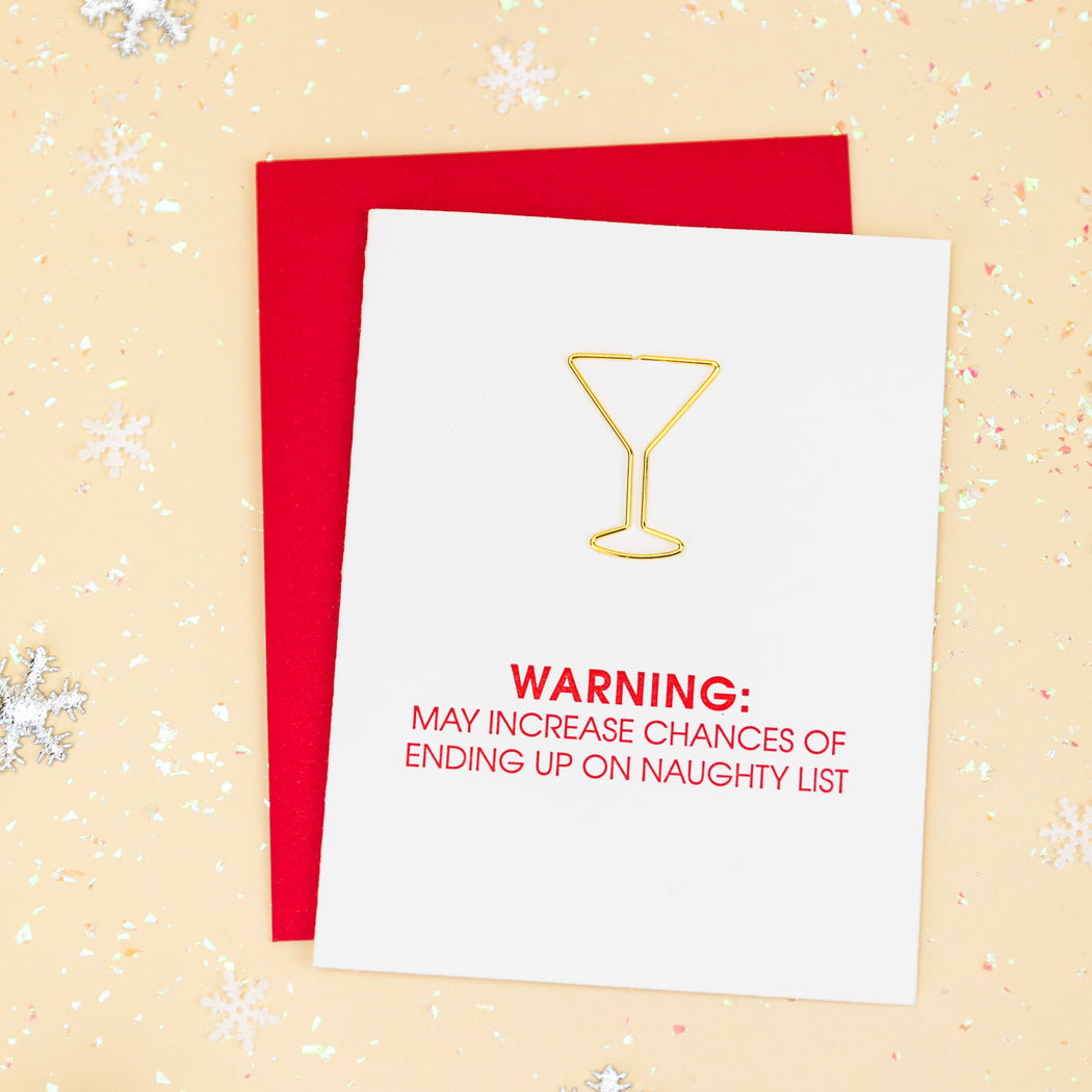 Naughty List Warning - Paper Clip Letterpress Card