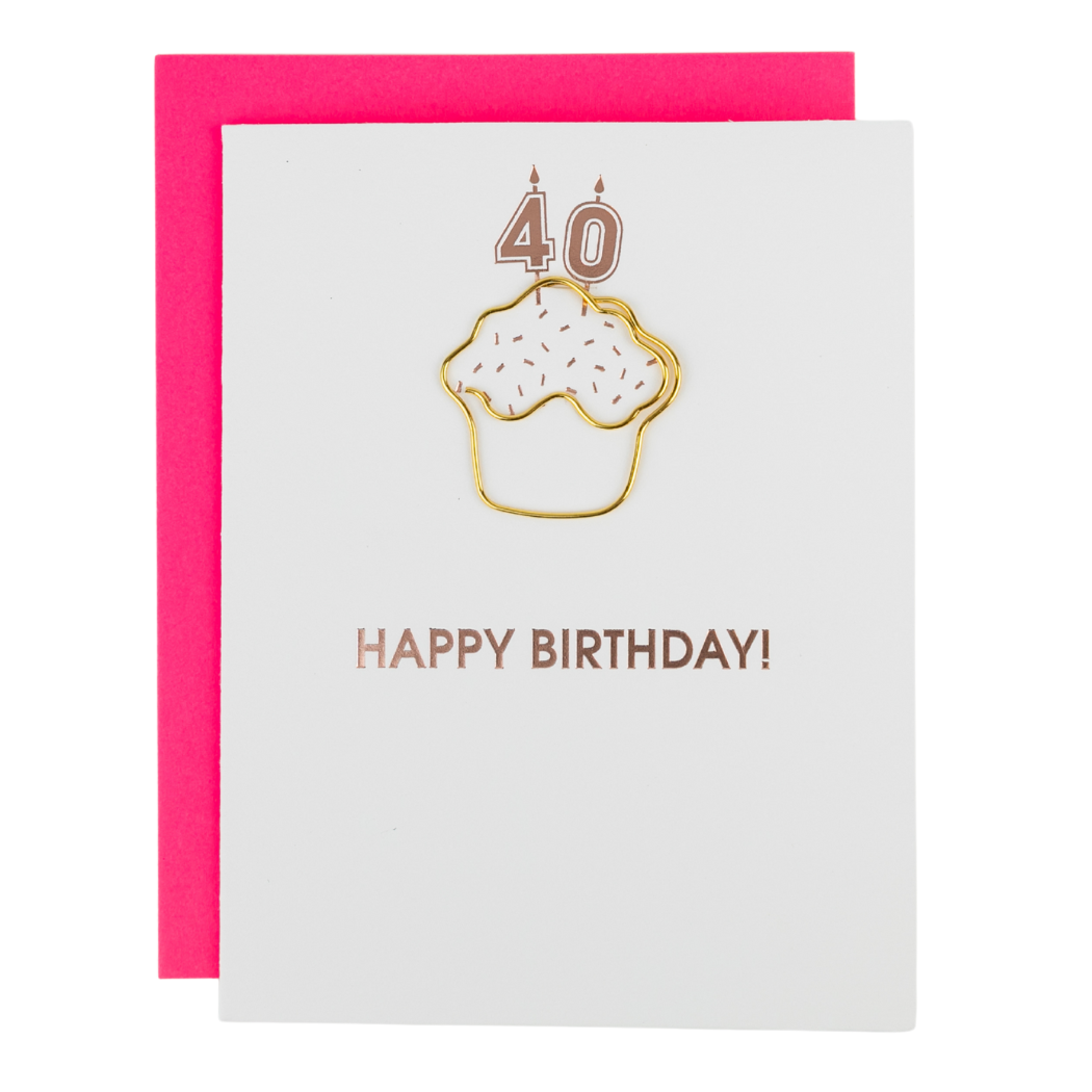 Happy Birthday Candles 40 - Paperclip Letterpress Card