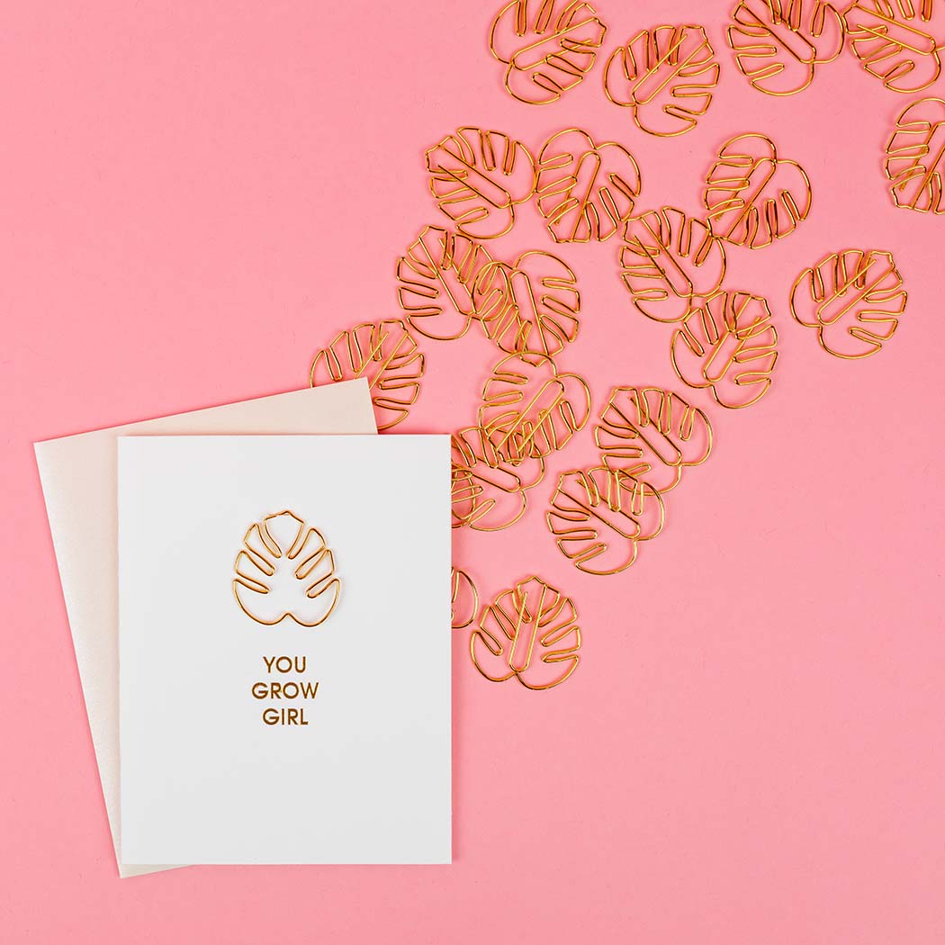 You Grow Girl - Paper Clip Letterpress Card