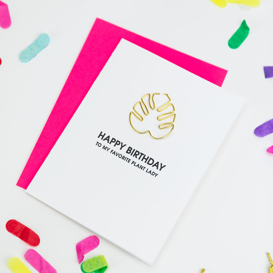 Happy Birthday Plant Lady - Paper Clip Letterpress Card