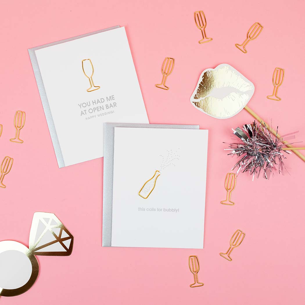 This Calls for Bubbly - Paper Clip Letterpress Card