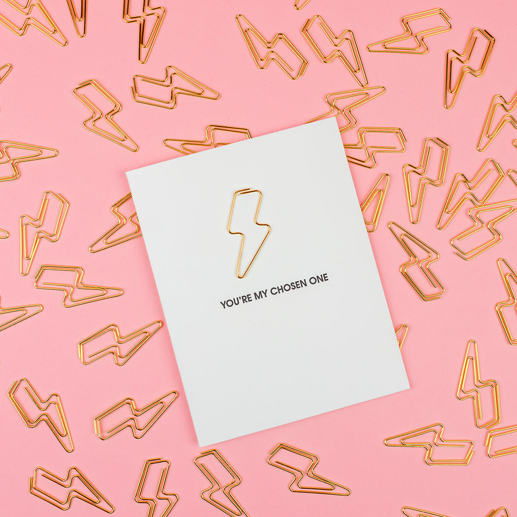 You're My Chosen One - Lightning Bolt Paper Clip Letterpress Card