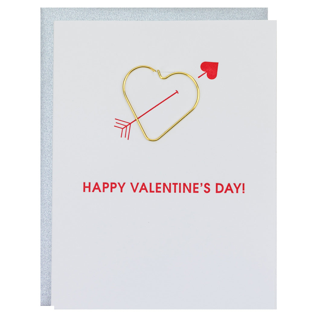 Happy Valentine's Day - Heart Paper Clip Letterpress Card