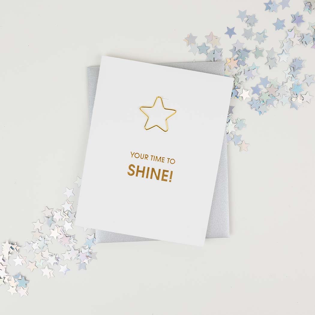 Your Time to Shine - Star Paper Clip Letterpress Card