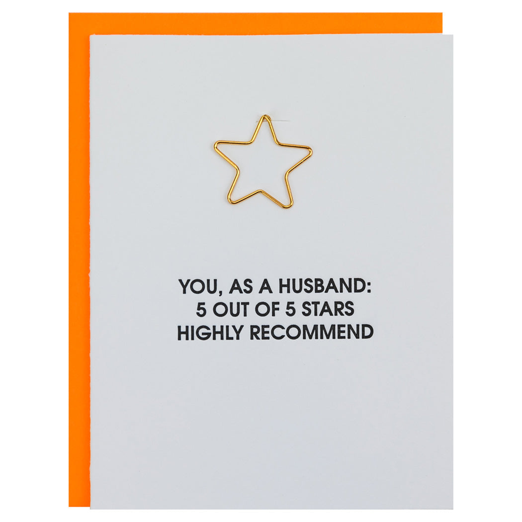 You as a Husband, 5 out of 5 Stars. Highly Recommend - Paper Clip Letterpress Card