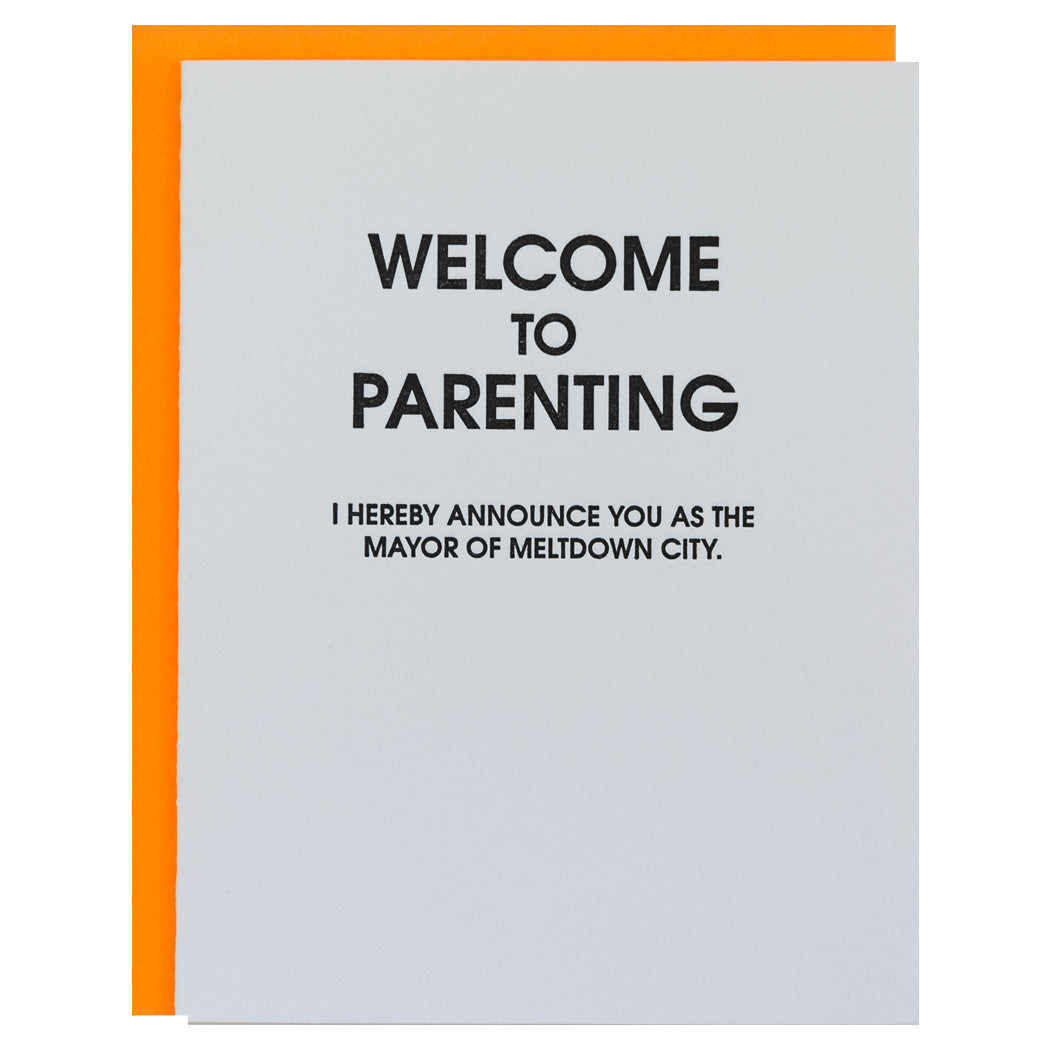 Welcome to Parenting Mayor Meltdown City - Letterpress Card