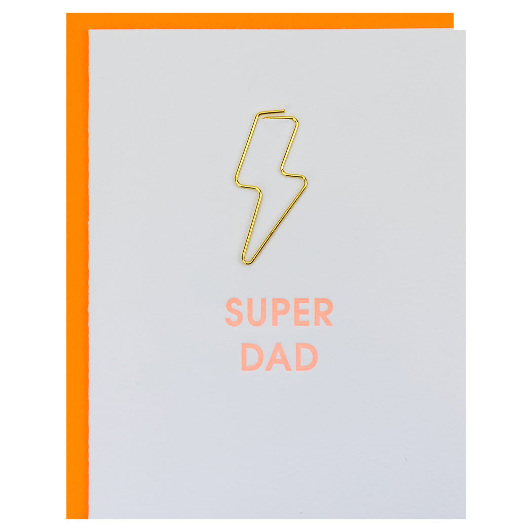 Super Dad - Lightning Bolt Paper Clip Letterpress Card