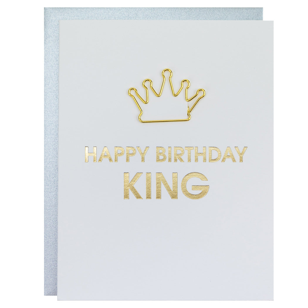 Happy Birthday King - Crown Paper Clip Letterpress Card