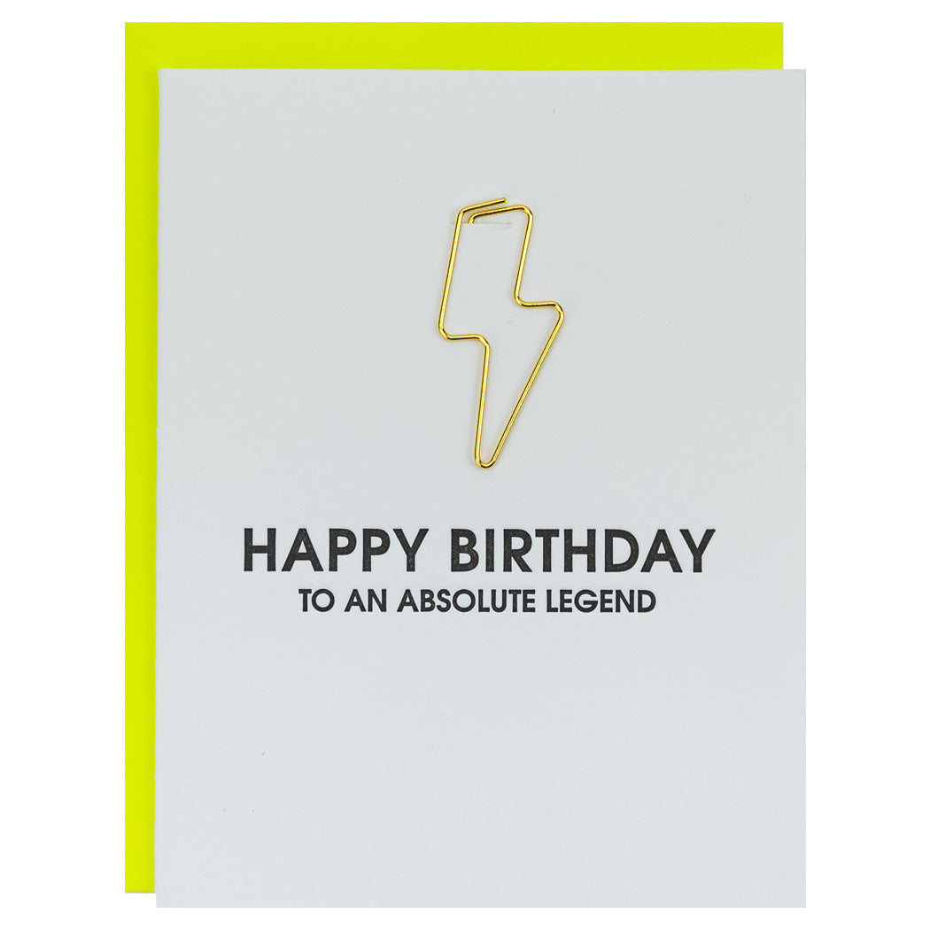 Happy Birthday To An Absolute Legend - Birthday Paper Clip Letterpress Card