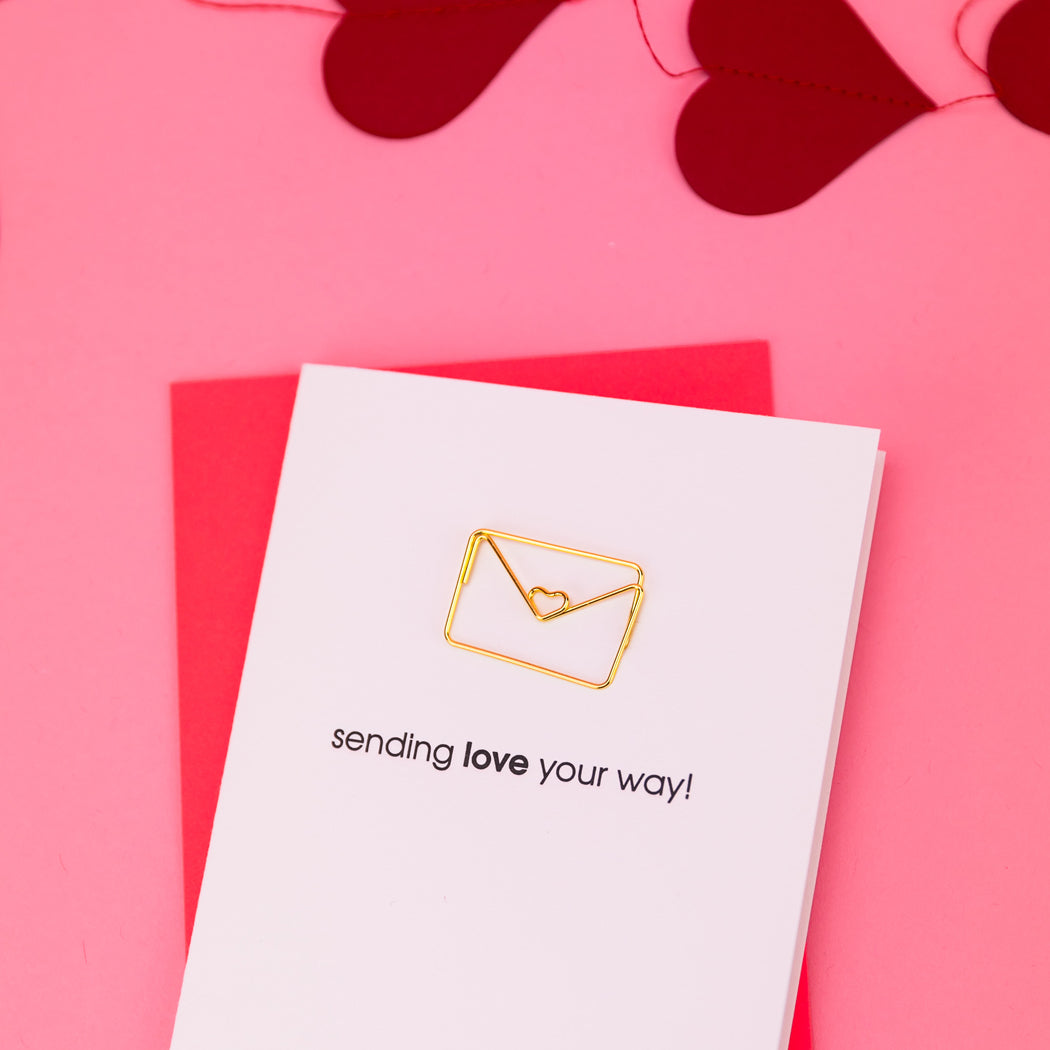 Sending Love Your Way -  Paper Clip Letterpress Card