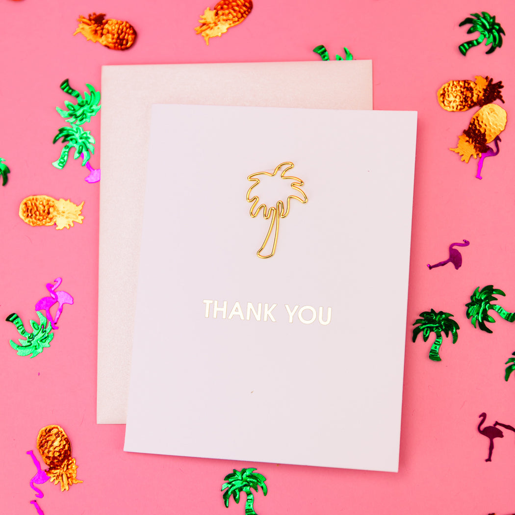 Thank You Palm Tree -  Paper Clip Letterpress Card