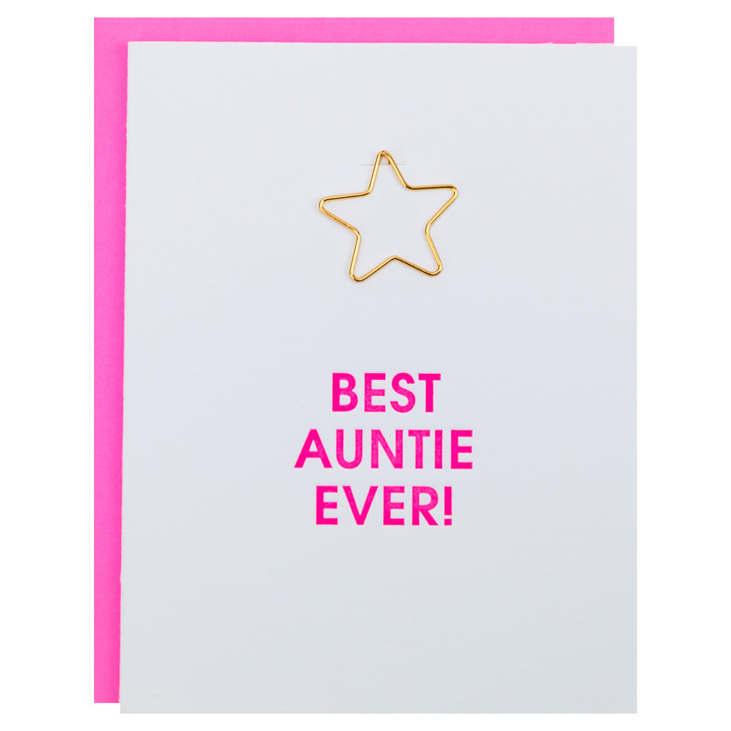 Best Auntie Ever Star - Paper Clip Letterpress Card