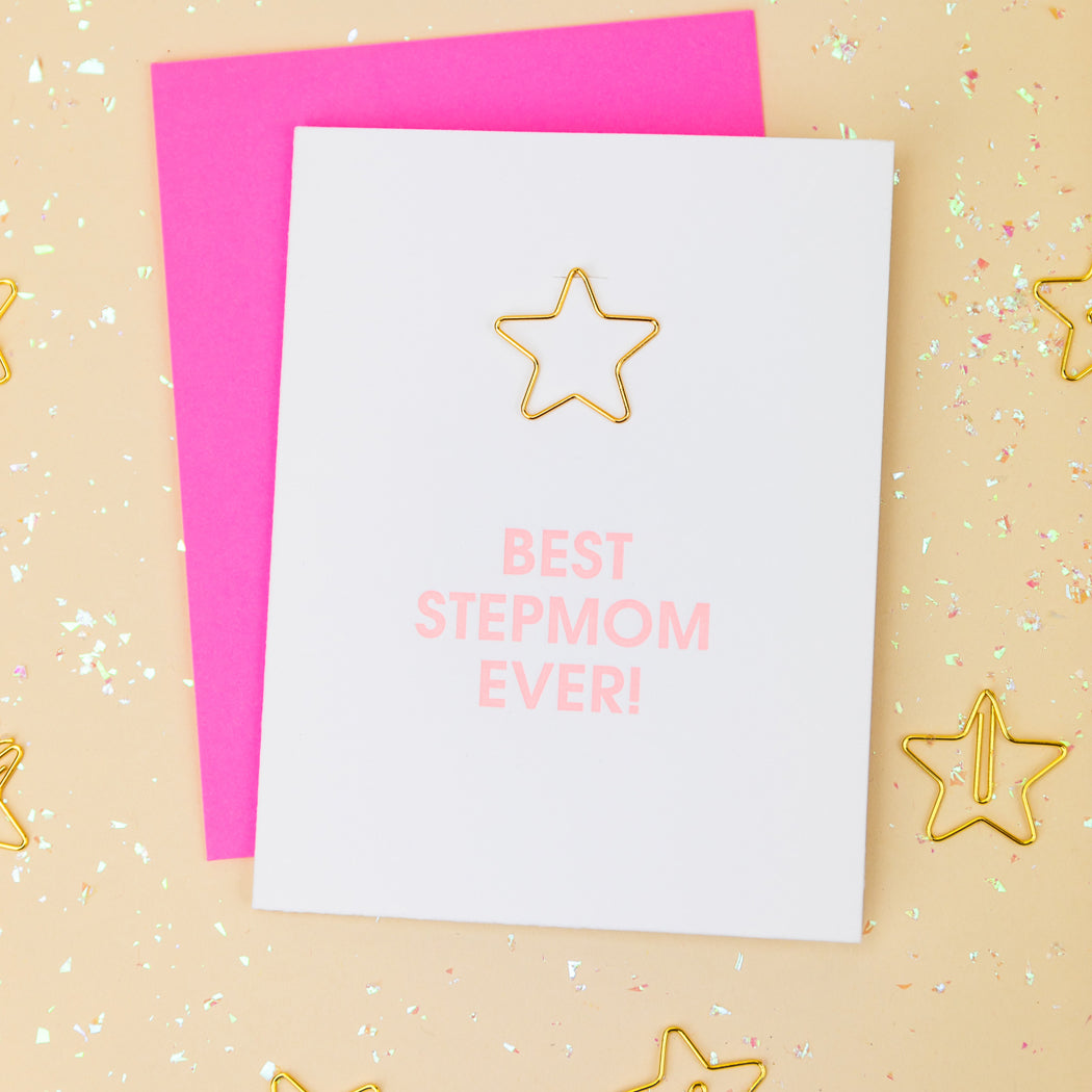 Best Stepmom Ever -  Star Paper Clip Letterpress Card