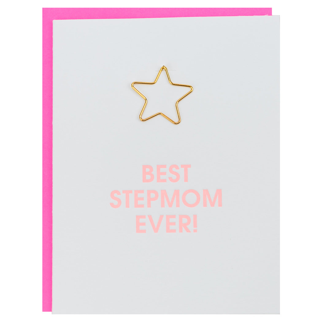 Best Stepmom Ever -  Star Paper Clip Letterpress Card