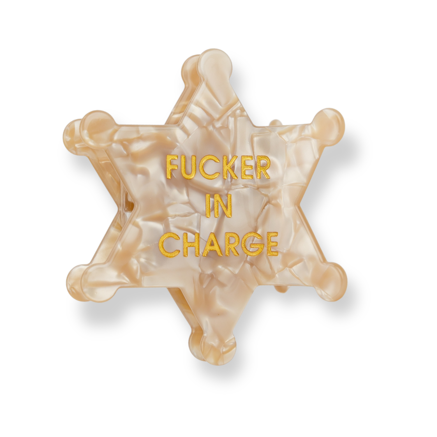 Fucker in Charge - Sheriff's Badge - Cellulose Acetate Hair Claw Clip