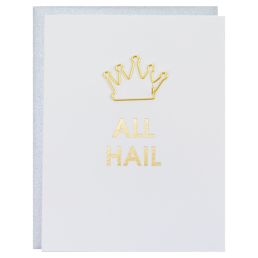 All Hail - Crown Paperclip Letterpress Card