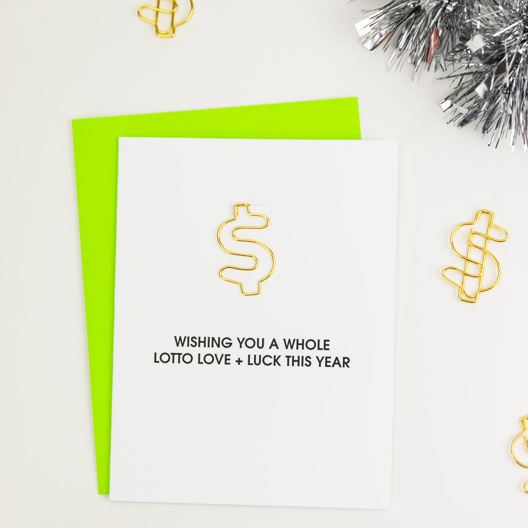 Lotto Love + Luck - Paper Clip Letterpress Card