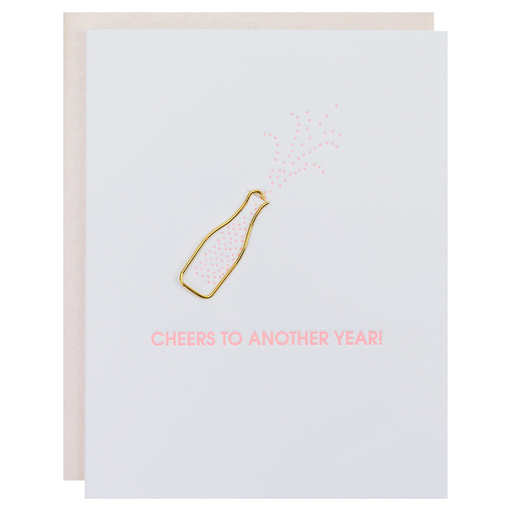 Cheers To Another Year - Paper Clip Letterpress Card