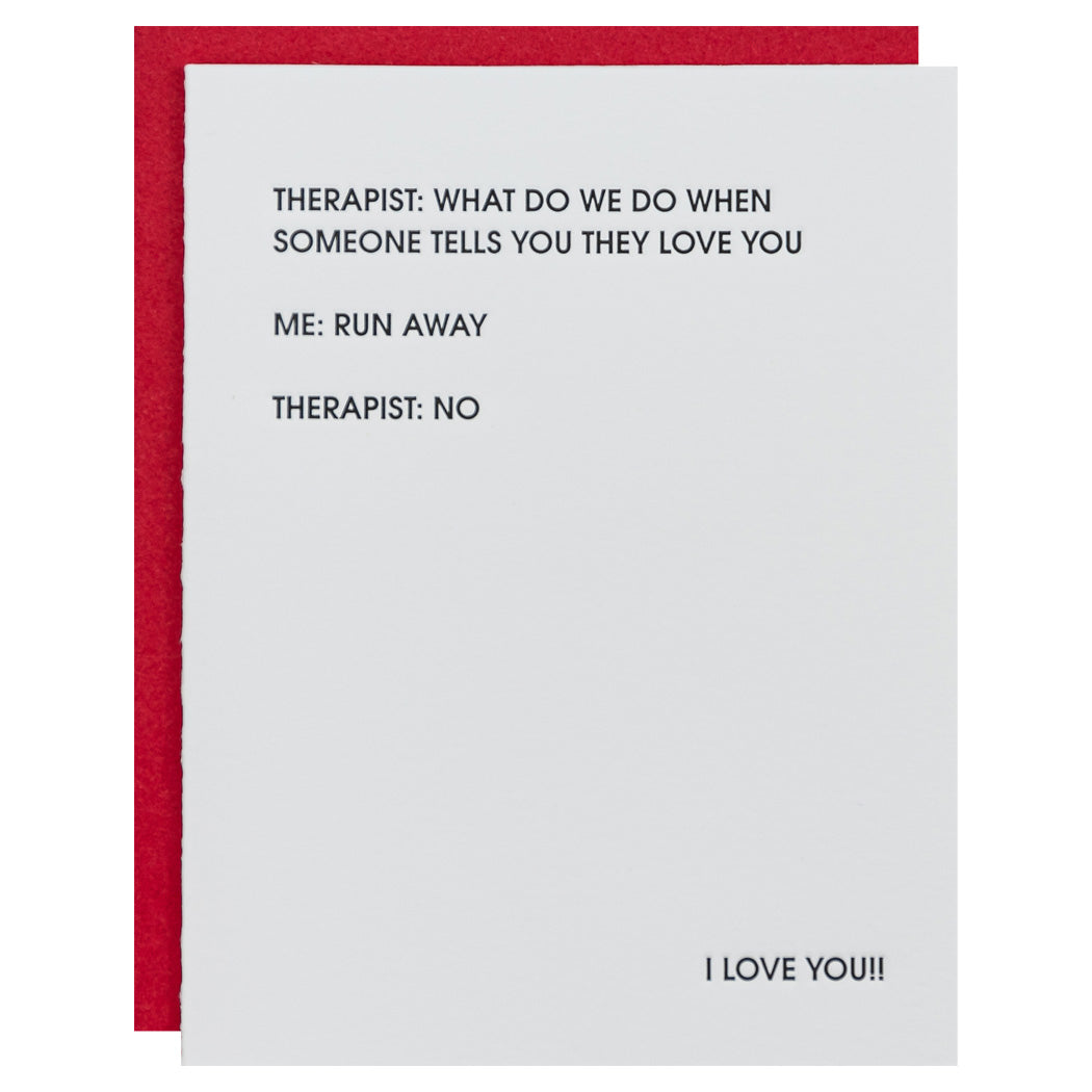 Therapist: Run Away Love - Letterpress Card