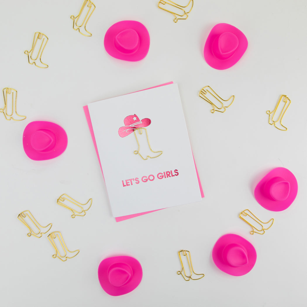 Let's Go Girls - Paper Clip Letterpress Card