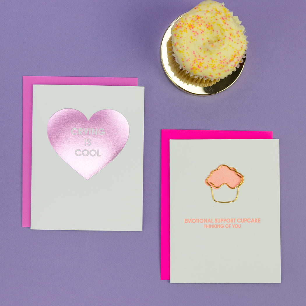 Emotional Support Cupcake - Paperclip Letterpress Card