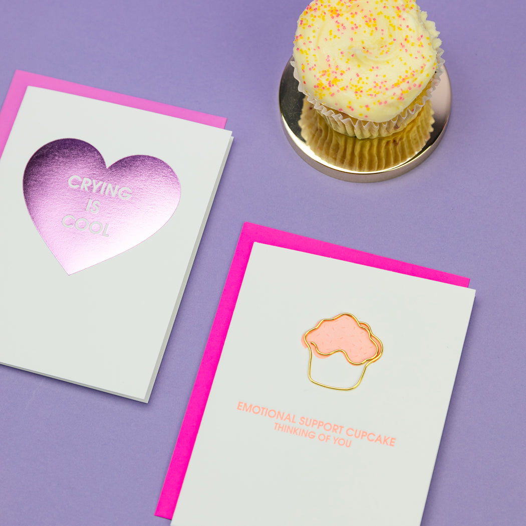 Emotional Support Cupcake - Paperclip Letterpress Card