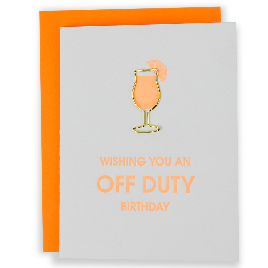 Off Duty Birthday - Paper Clip Letterpress Card