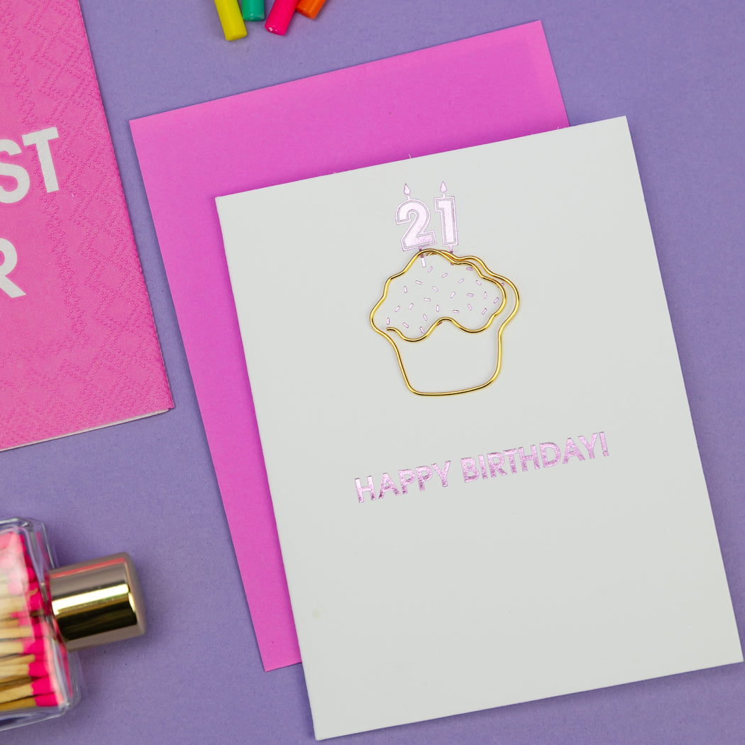 Happy Birthday Candles 21 - Paperclip Letterpress Card