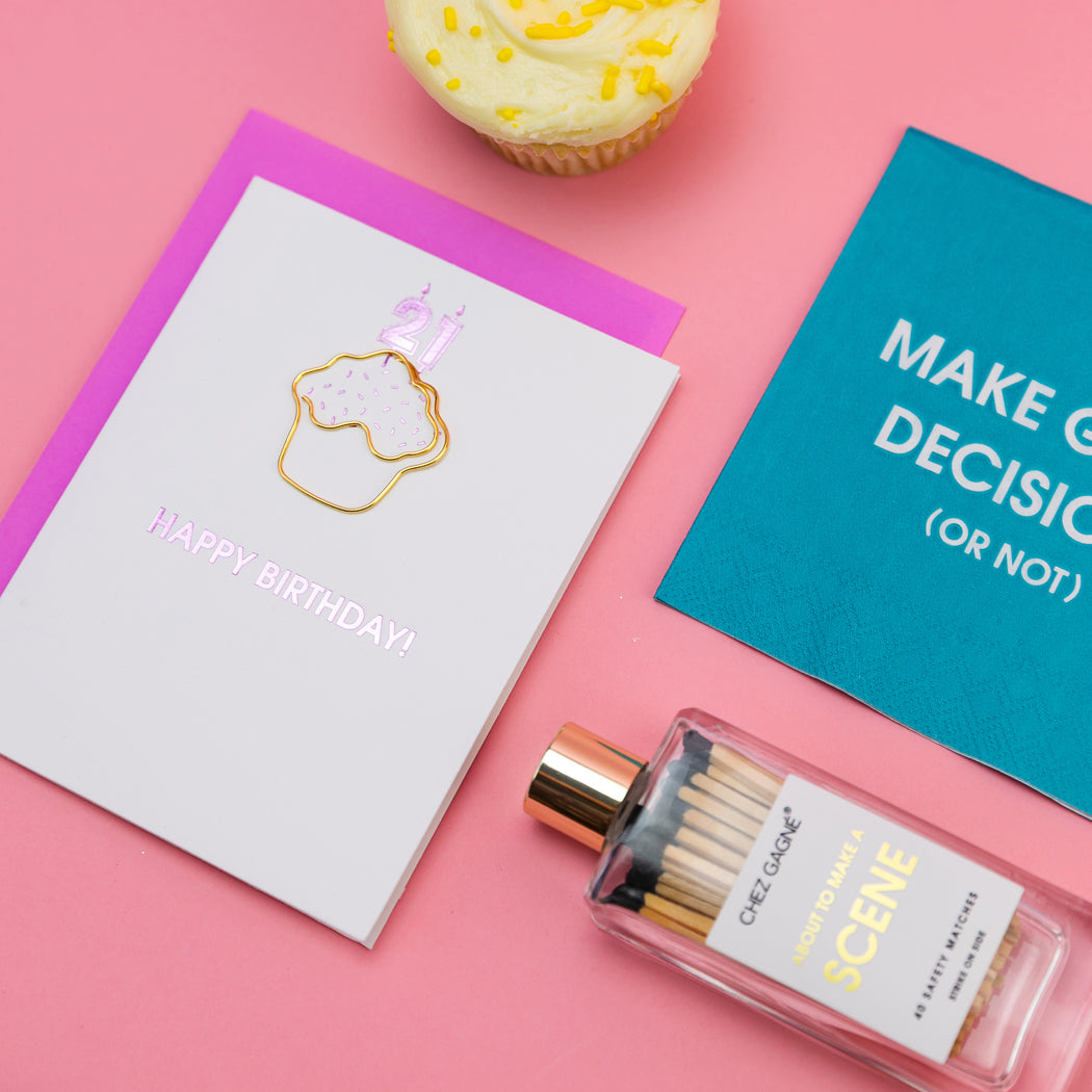 Happy Birthday Candles 21 - Paperclip Letterpress Card