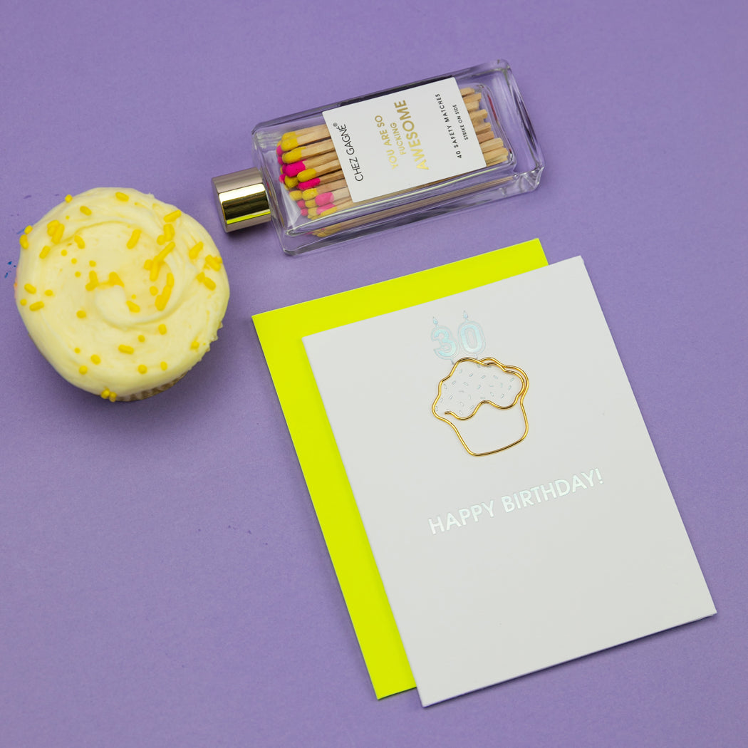 Happy Birthday Candles 30 - Paperclip Letterpress Card