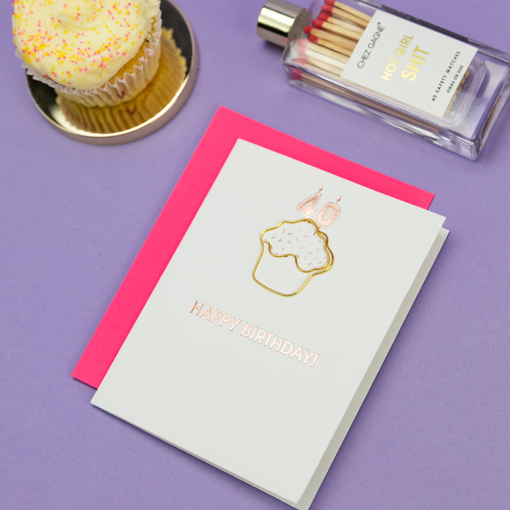 Happy Birthday Candles 40 - Paperclip Letterpress Card