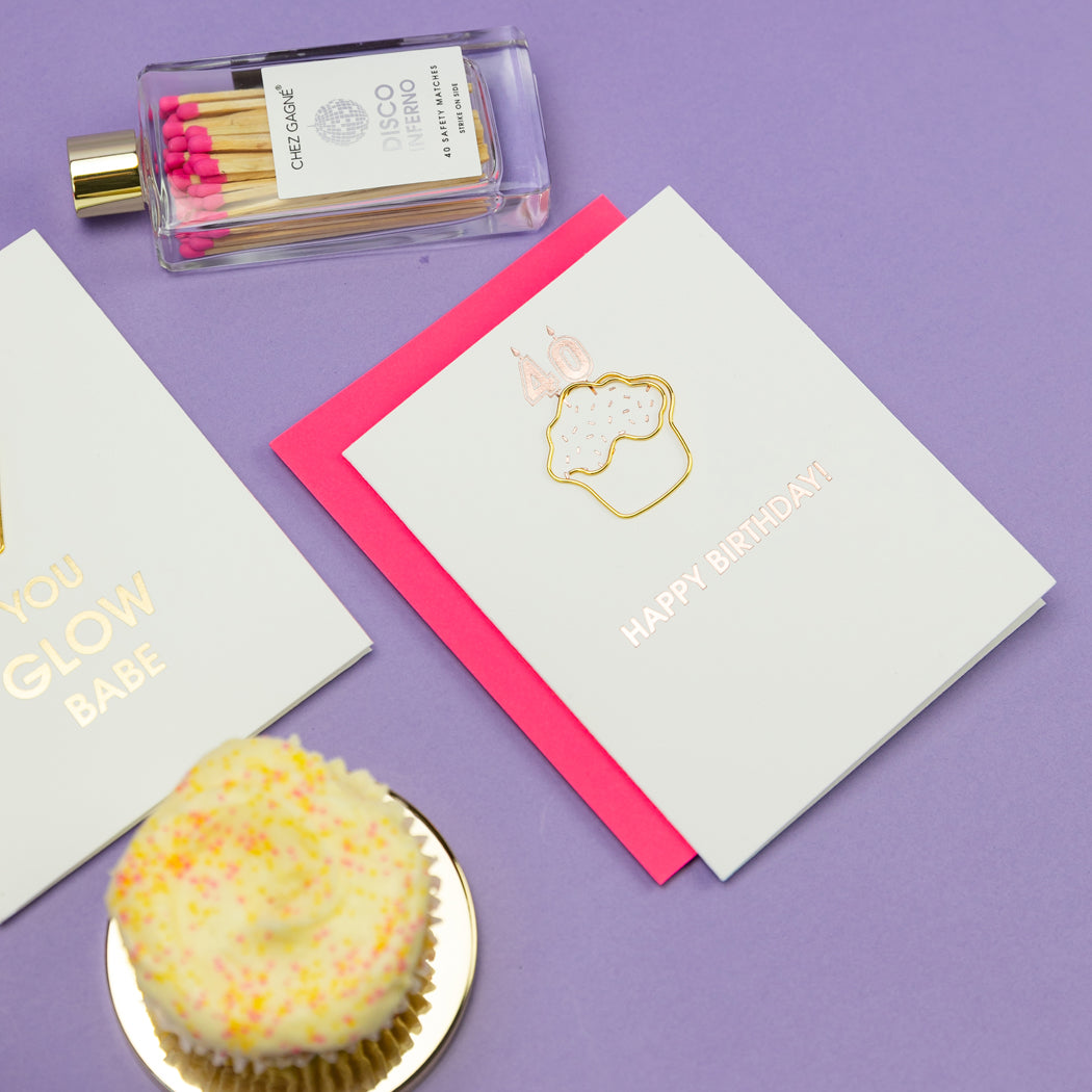 Happy Birthday Candles 40 - Paperclip Letterpress Card