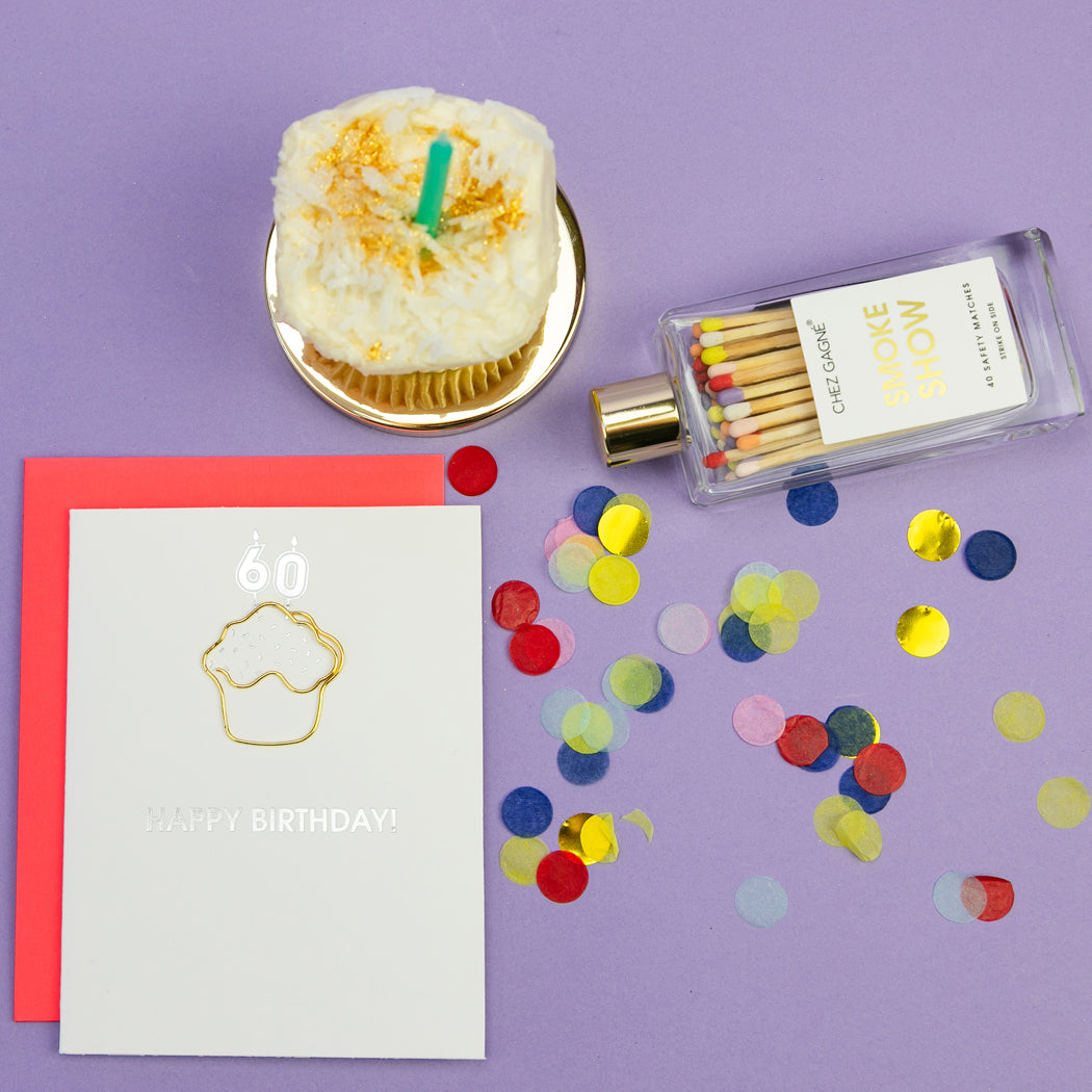 Happy Birthday Candles 60 - Paperclip Letterpress Card