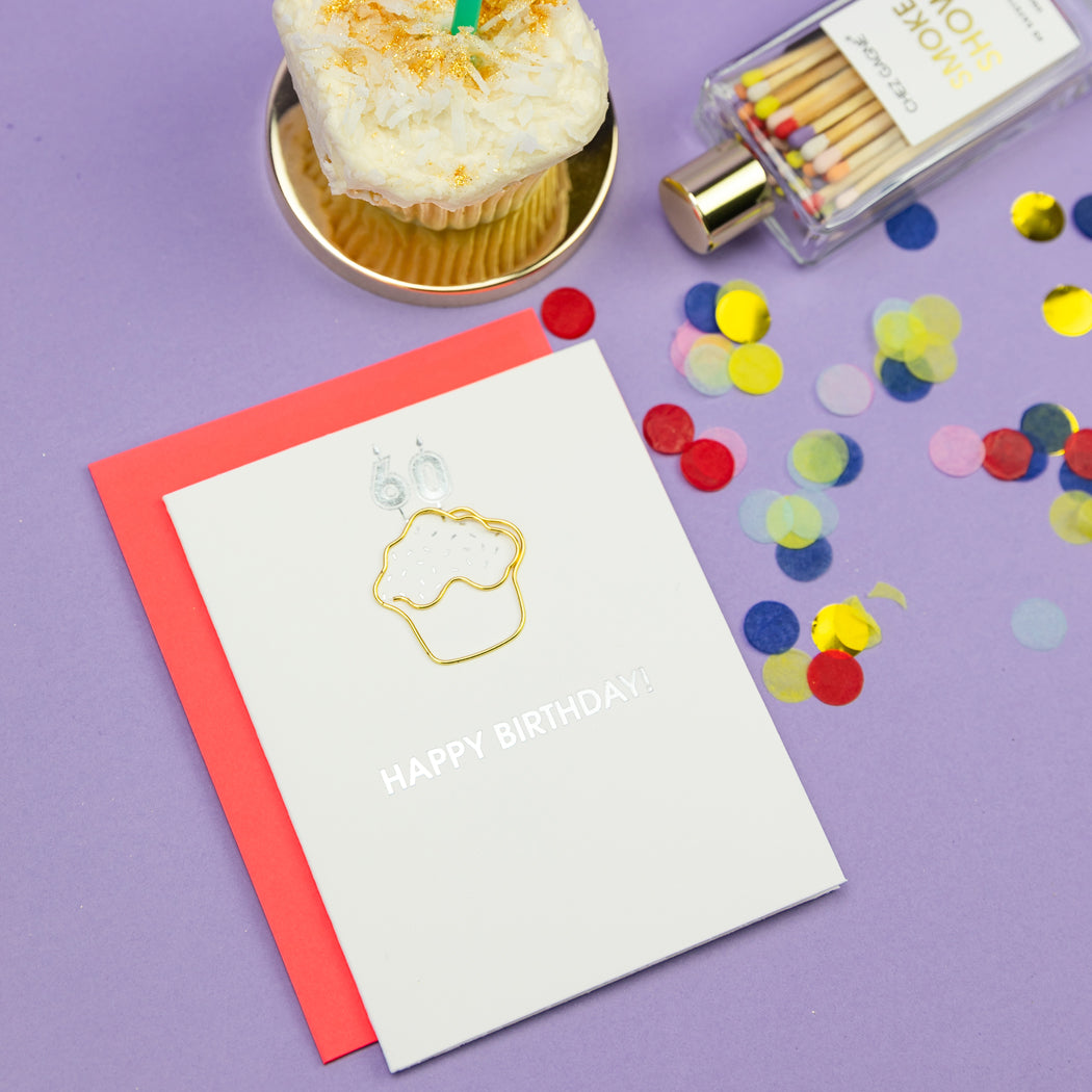 Happy Birthday Candles 60 - Paperclip Letterpress Card