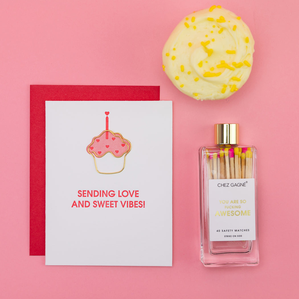 Sending Love and Sweet Vibes - Paperclip Letterpress Card