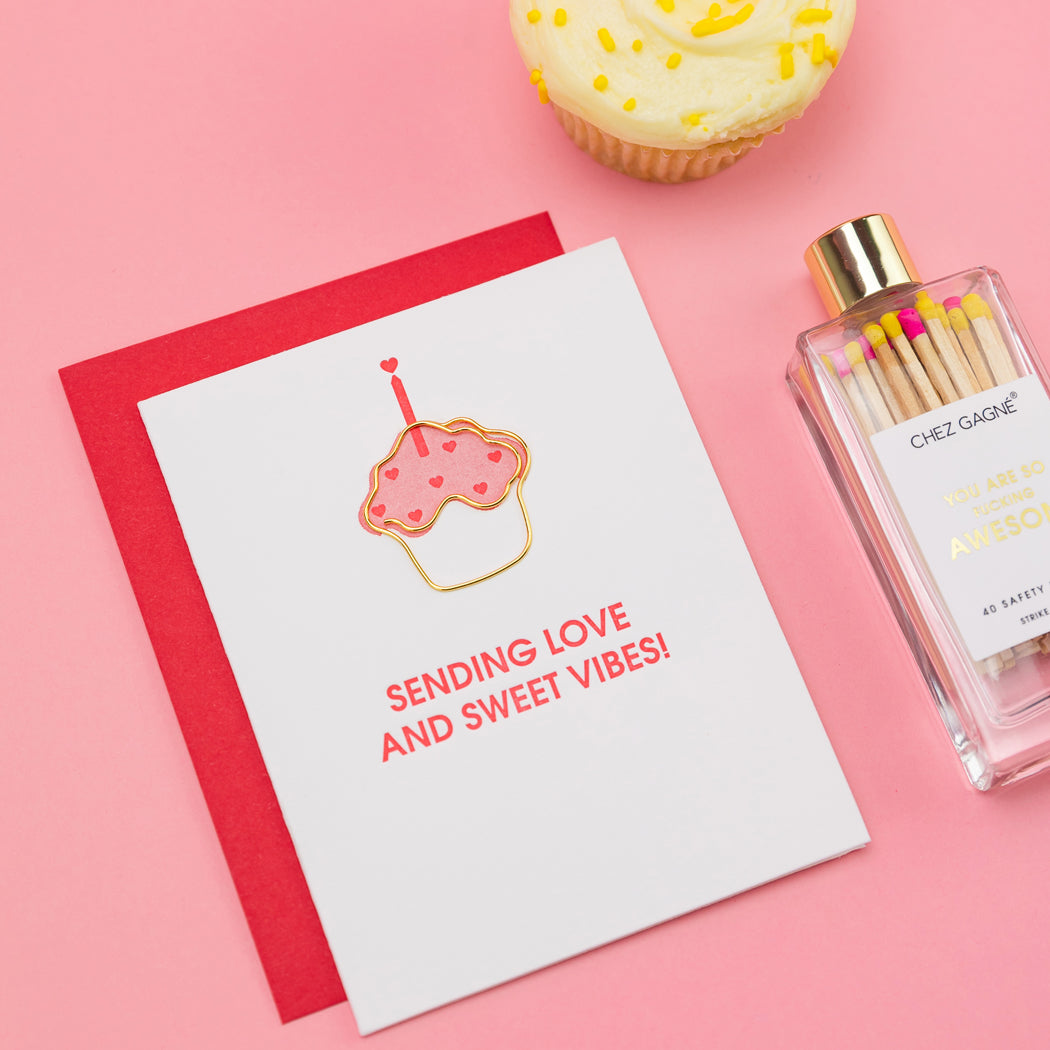 Sending Love and Sweet Vibes - Paperclip Letterpress Card