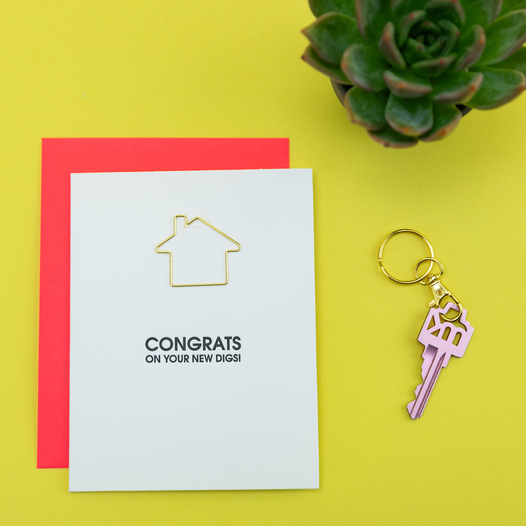 Congrats On Your New Digs - Paperclip Letterpress Card