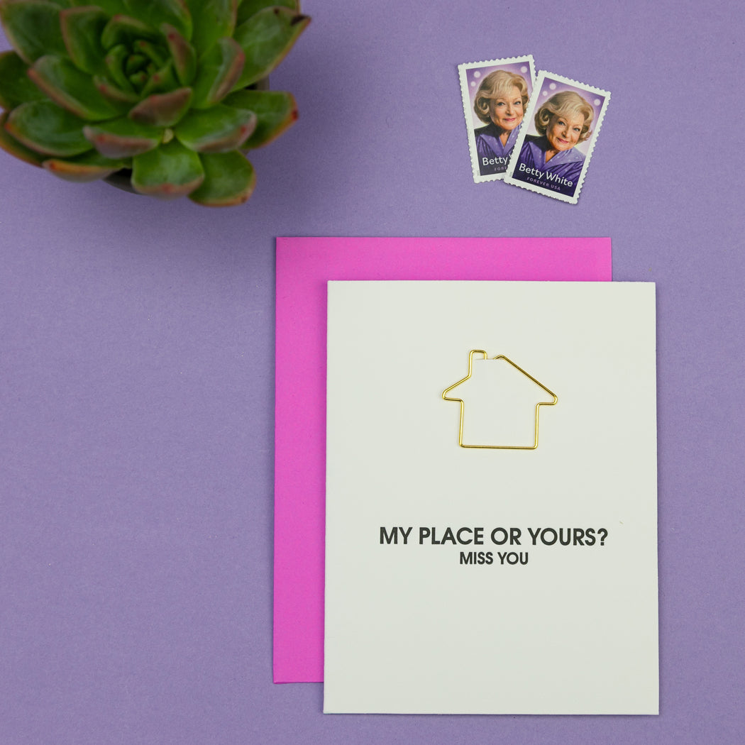 My Place Or Yours - Paperclip Letterpress Card