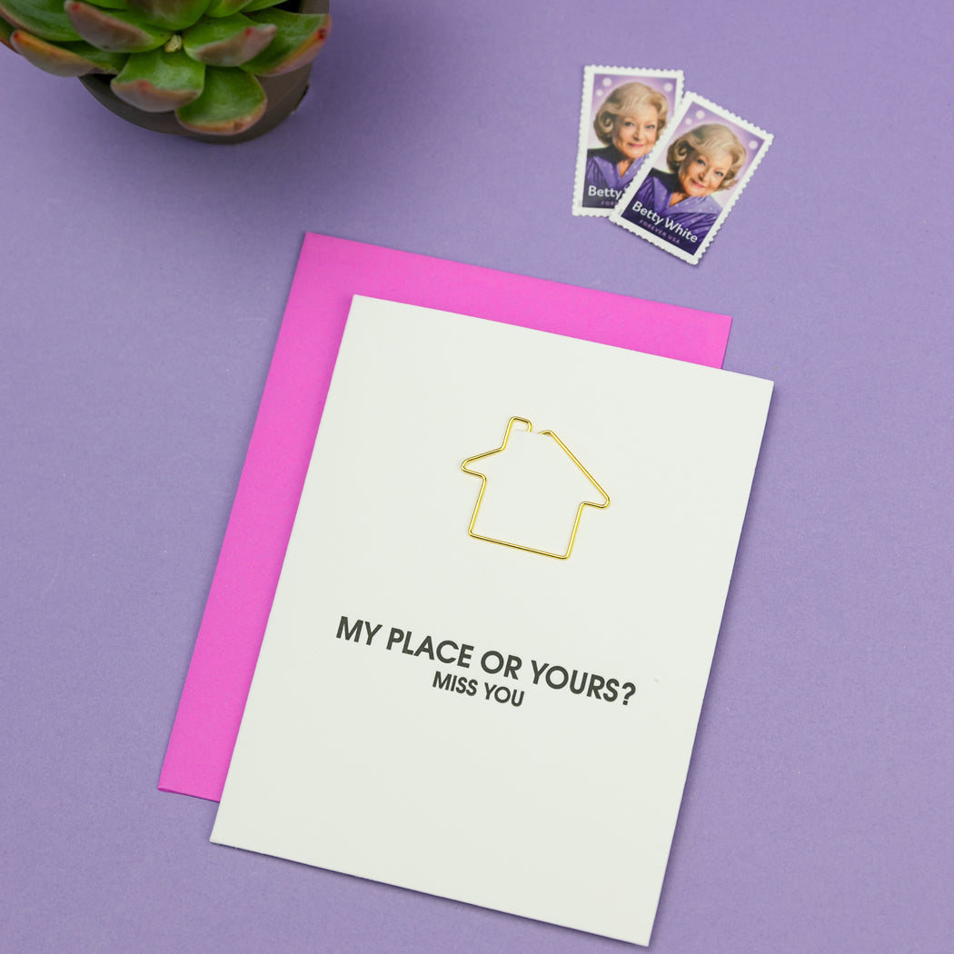 My Place Or Yours - Paperclip Letterpress Card