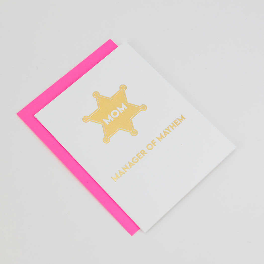 MOM: Manager of Mayhem - Mother's Day Letterpress Card
