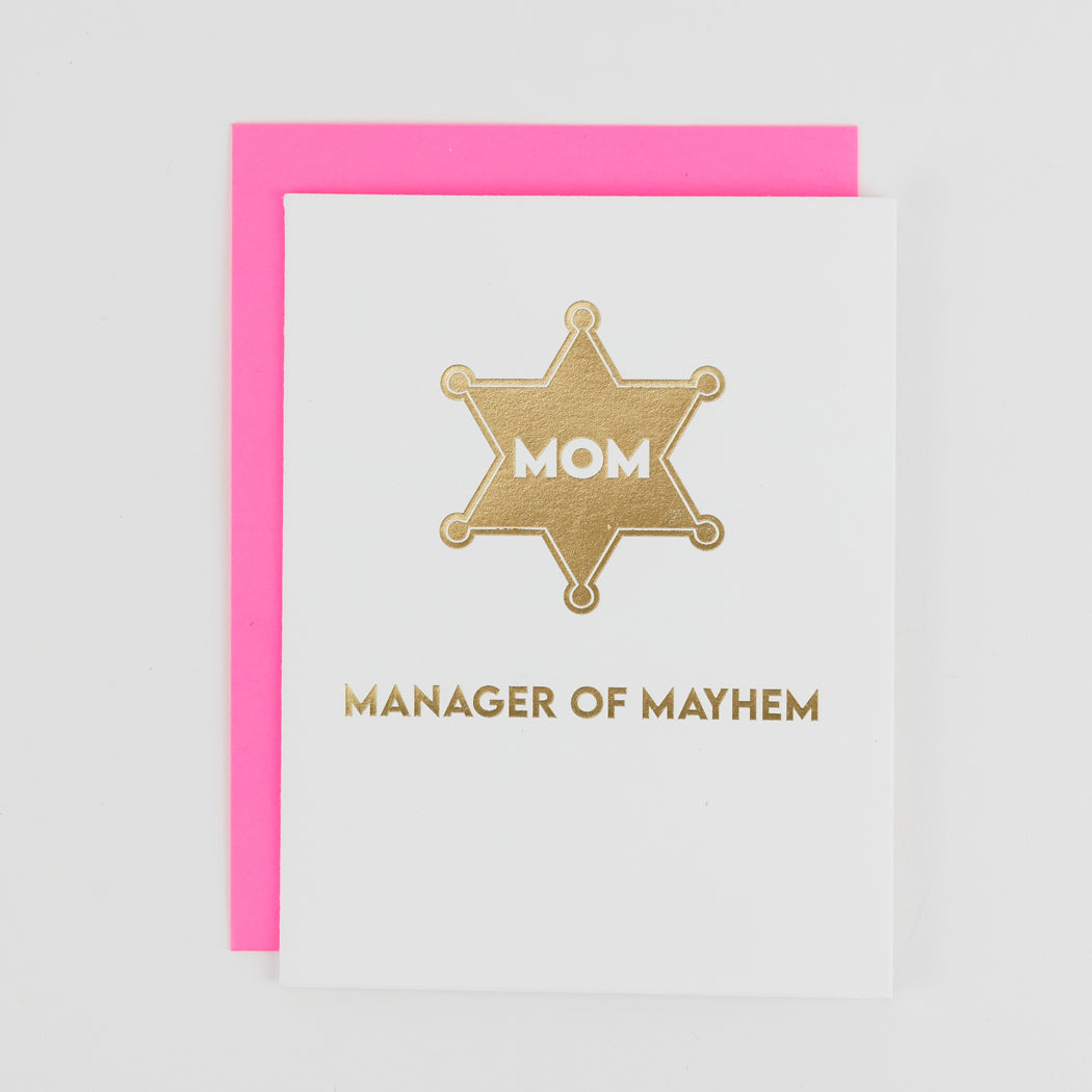 MOM: Manager of Mayhem - Mother's Day Letterpress Card