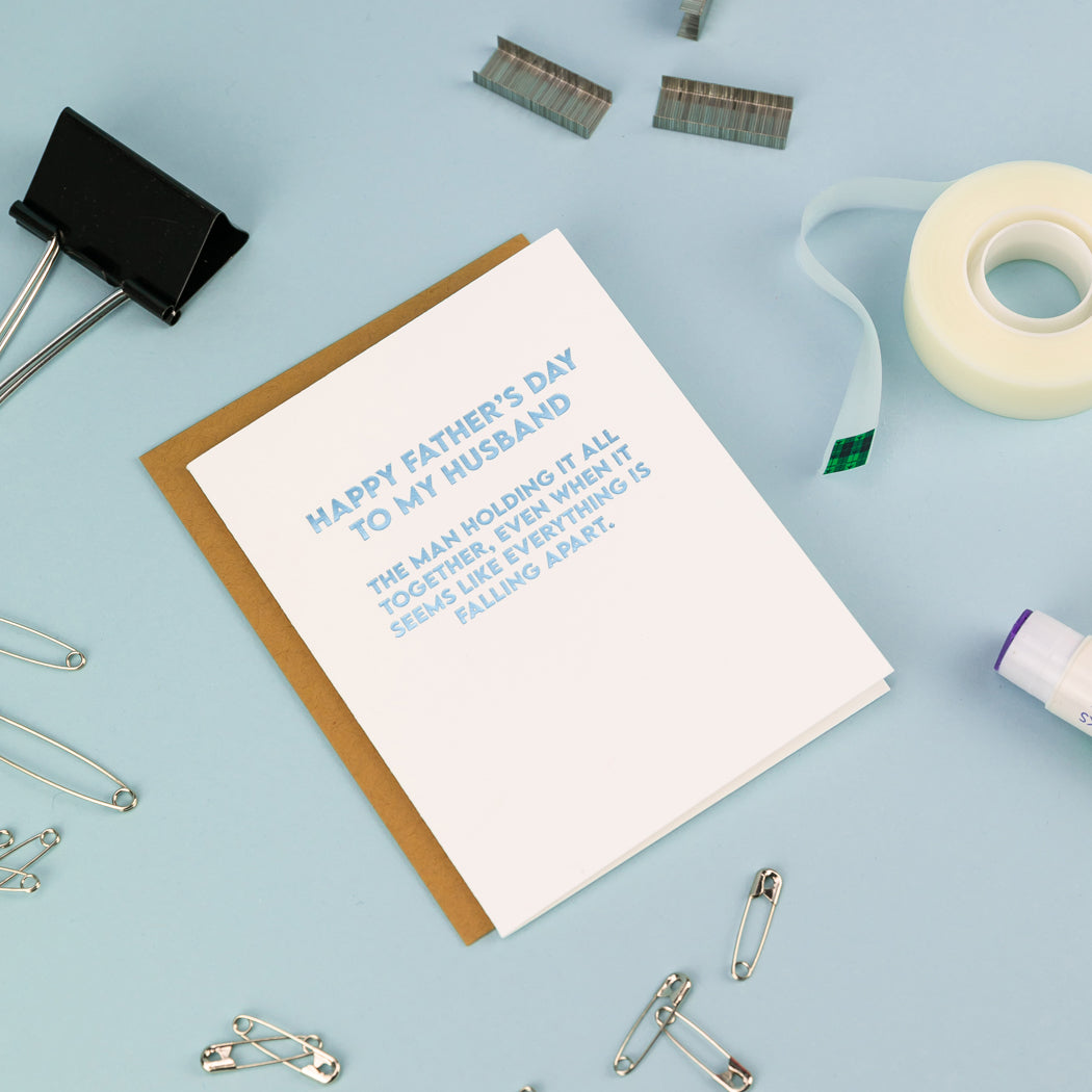 Happy Father's Day to my Husband (man keeping it all together) - Father's Day Card