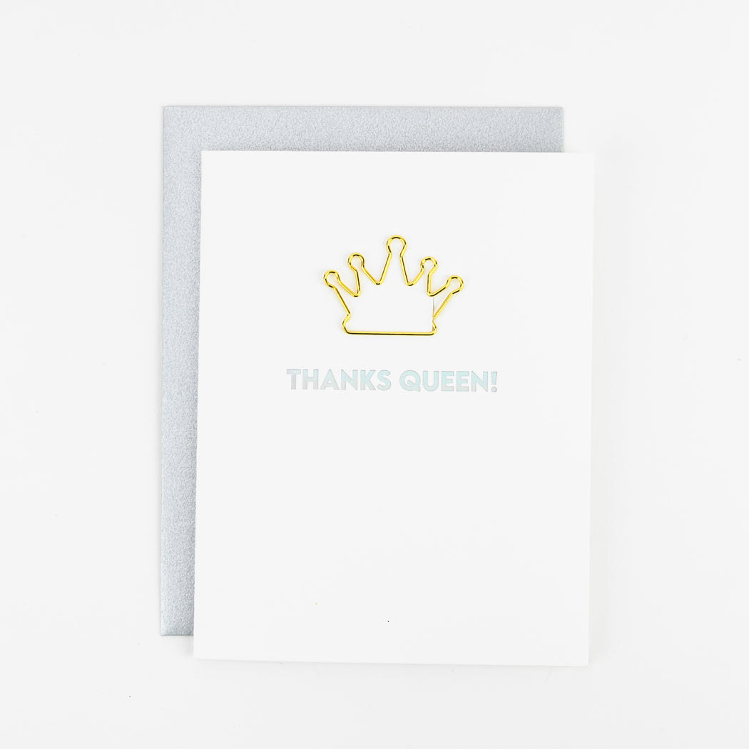 Thanks Queen! - Thank You Card - Crown Paper Clip Card