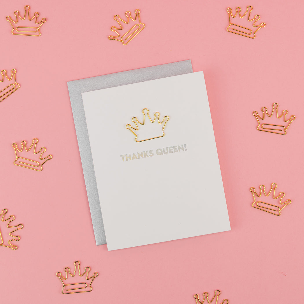Thanks Queen! - Thank You Card - Crown Paper Clip Card